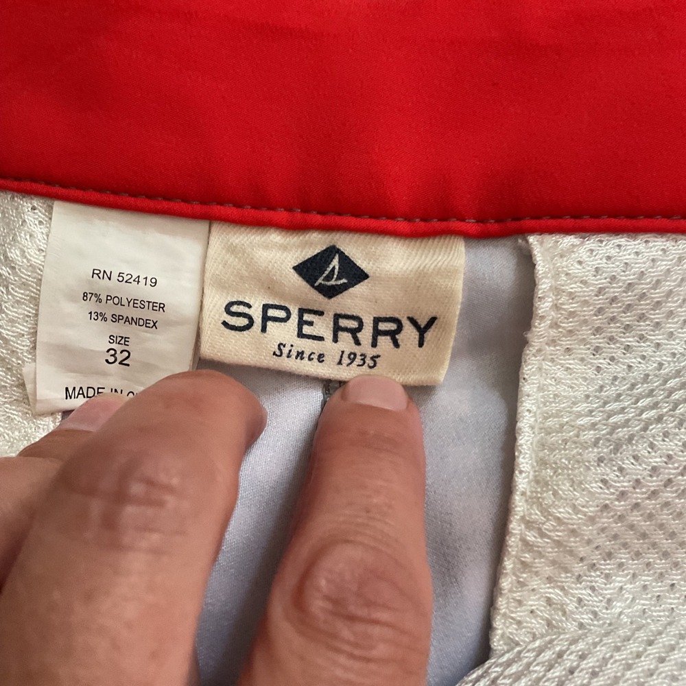 Sperry Mens Navy Gingham Fishing Hook Embroidered Performance Shorts Size 32 - Picture 6 of 10